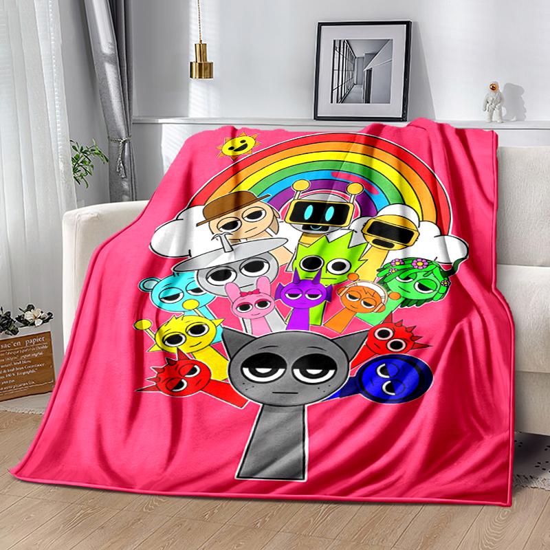 1pc Blanket Sprunki7 Print Design, Lightweight Blanket for Sofa, Bed- Soft &Warm, Gift for All Seasons like Christmas, Halloween