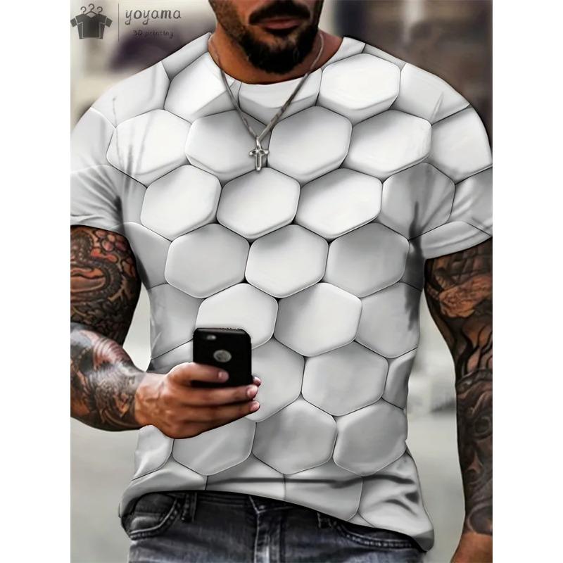 Абстрактная 3D визуальная иллюзия принт футболка с коротким рукавом хип-хоп трендовая мода топ уличный стиль Харадзюку мужские футболки S 864₽