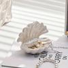1pcs Semi Circular Ceramic Shell Tray Multi Purpose Jewelry Key Storage for Home Decor Gifts