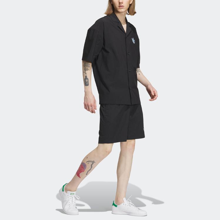 Adidas Originals Trefoil Short Sleeve Sport Shirt Men Shirts Black IK8626