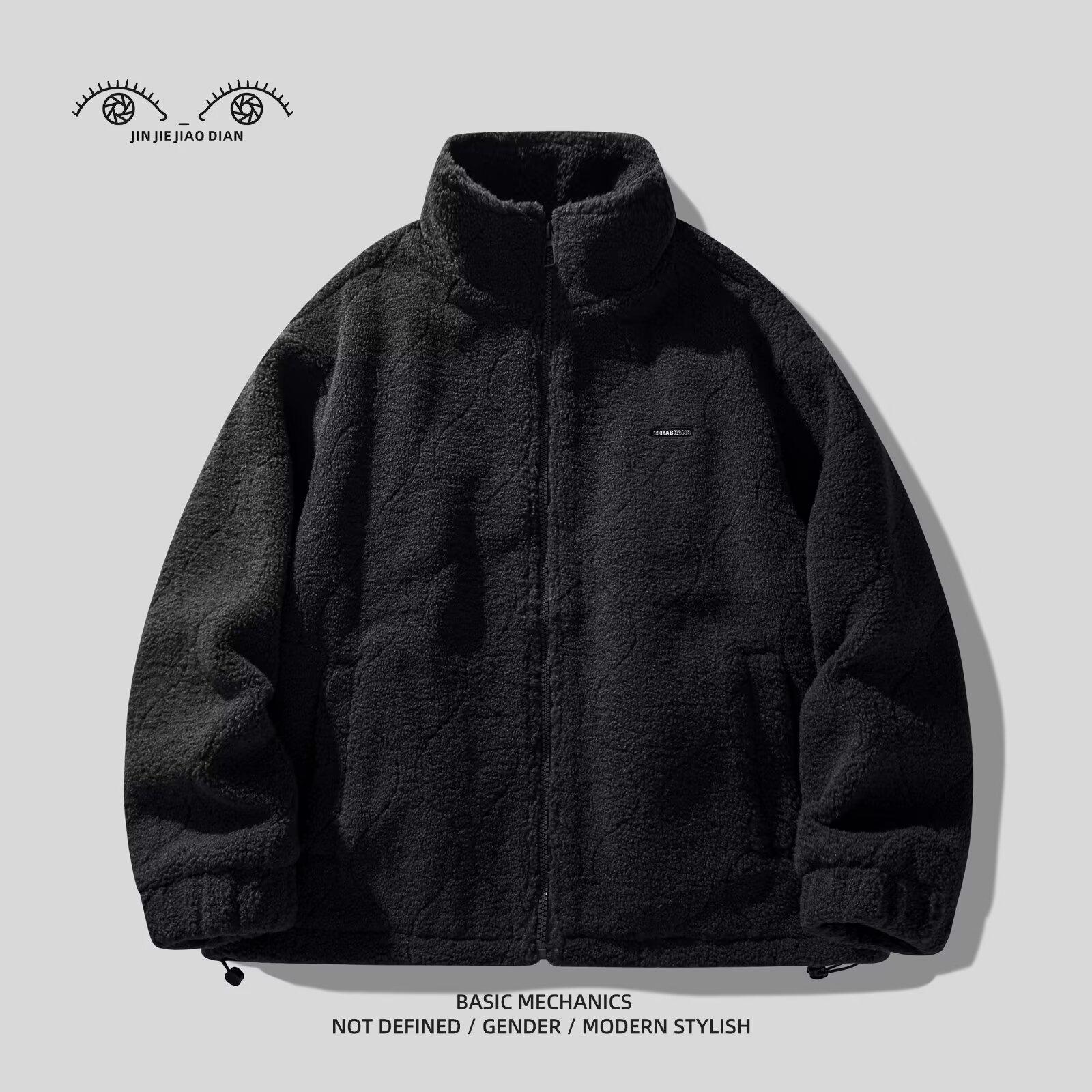 Men s 2024 American Lambswool Padded Jacket - Winter Casual Workwear Style Medium чёрный