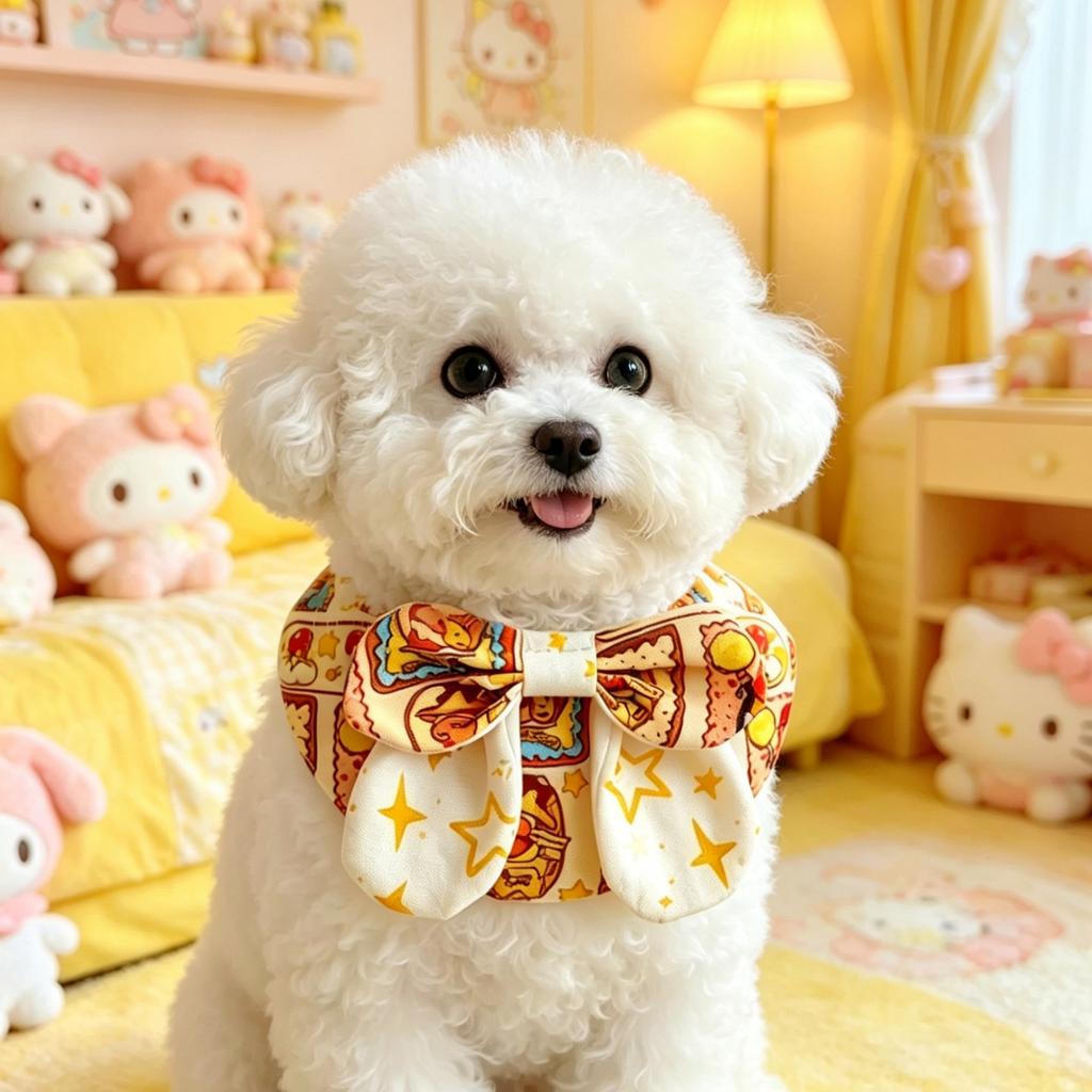 Cute Cartoon Printed Pet Collar Bib Adjustable Scarf Dress‑up for Cats Small & Medium Dogs Teddy