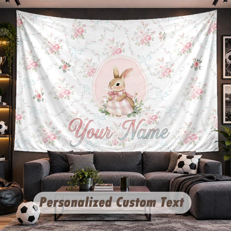 Wall Hanging Tapestry Custom NamePeter Rabbit Pattern Personalized Printed Fabric Wall Decor