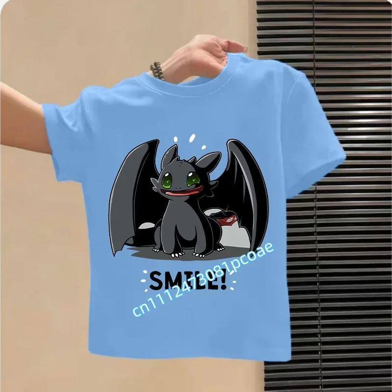 Dragon Tamer Summer Tshirt Boys Sports Shirt Girls Casual Top Cartoon Print Childrens Pure Cotton Short Sleeve Shirt