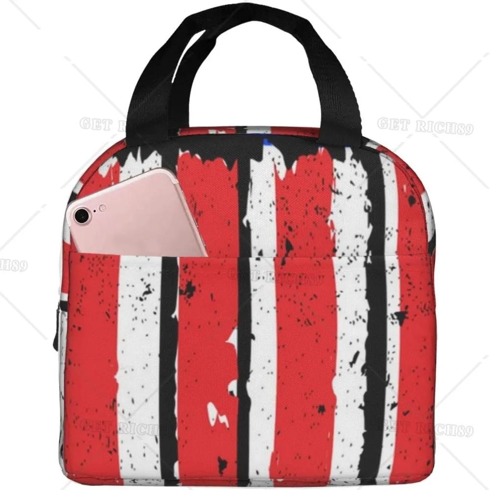 American Usa Flag Lunch Tote Bag for Women Men Reusable Insulated Cooler Lunch Box Container with Pocket for Work Office Trip