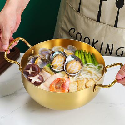 Hrnec na nudle Ramen Rychlý ohřev Dvě rukojeti Potravinářské nerezové oceli Korejská pánev na nudle Ramen Kuchyňské pomůcky