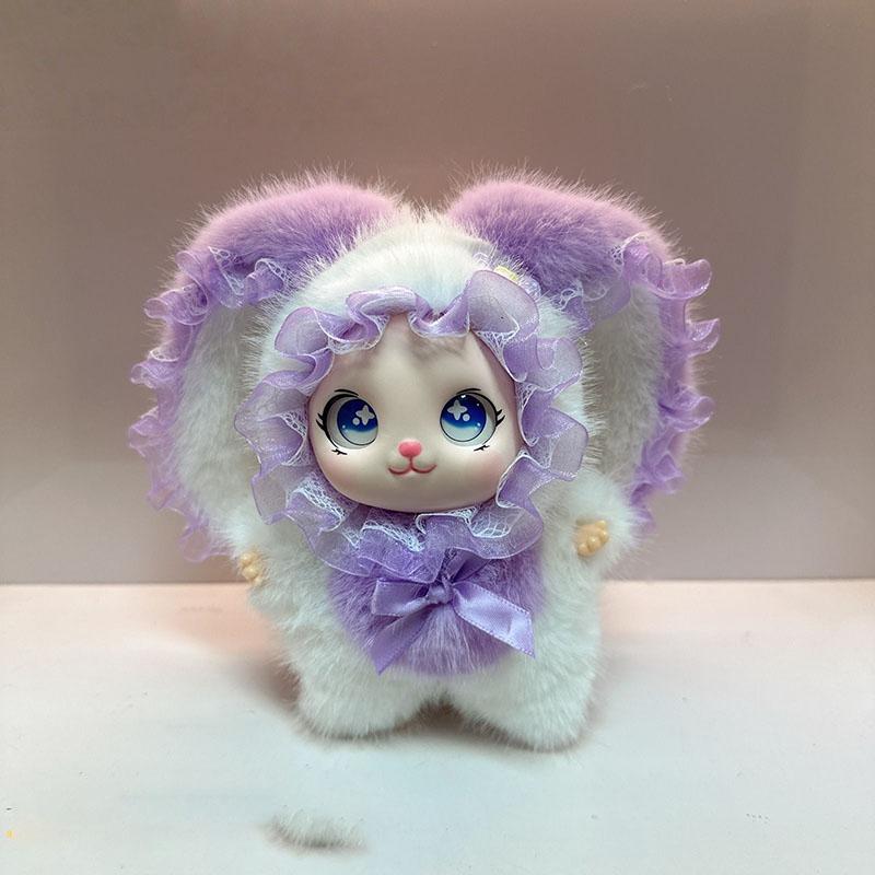 Cute Lace Rabbit Plush Doll With Soft And Fluffy Big Ears Rabbit Plush Animal Bow Children'S Girl Home Decoration And Gifts