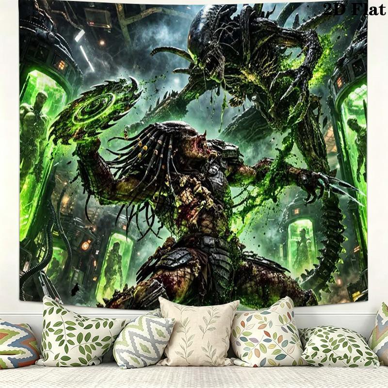Aliens Wall Tapestry Aesthetic Wall Hanging Printed Fabric Blanket Decorative Tapestries for Bedroom Living Room Home Decor