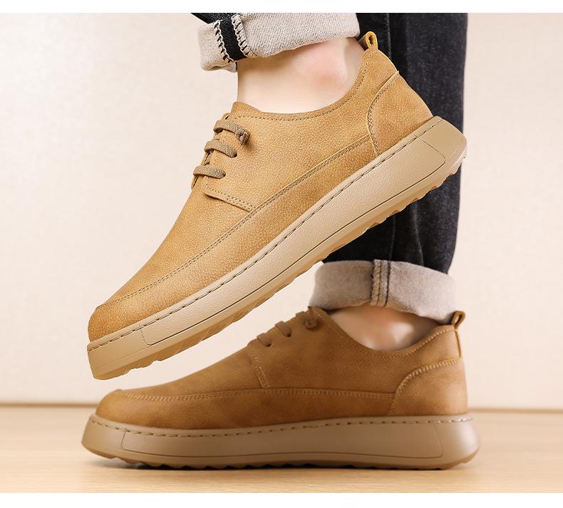 Shoes for Men Leather Casual Shoes Retro Designer Flat Skateboard Shoes Fashion Lace-up Sneakers