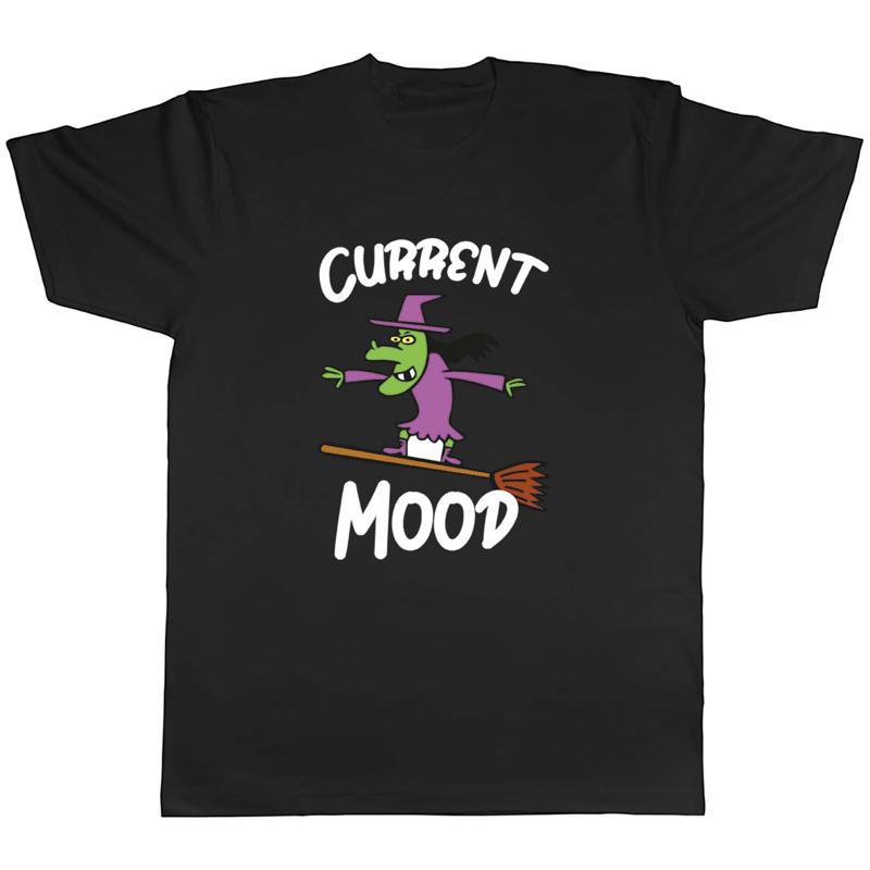 Current Mood Witch Broom Halloween Mens Unisex T-Shirt Tee Gift S разноцветный