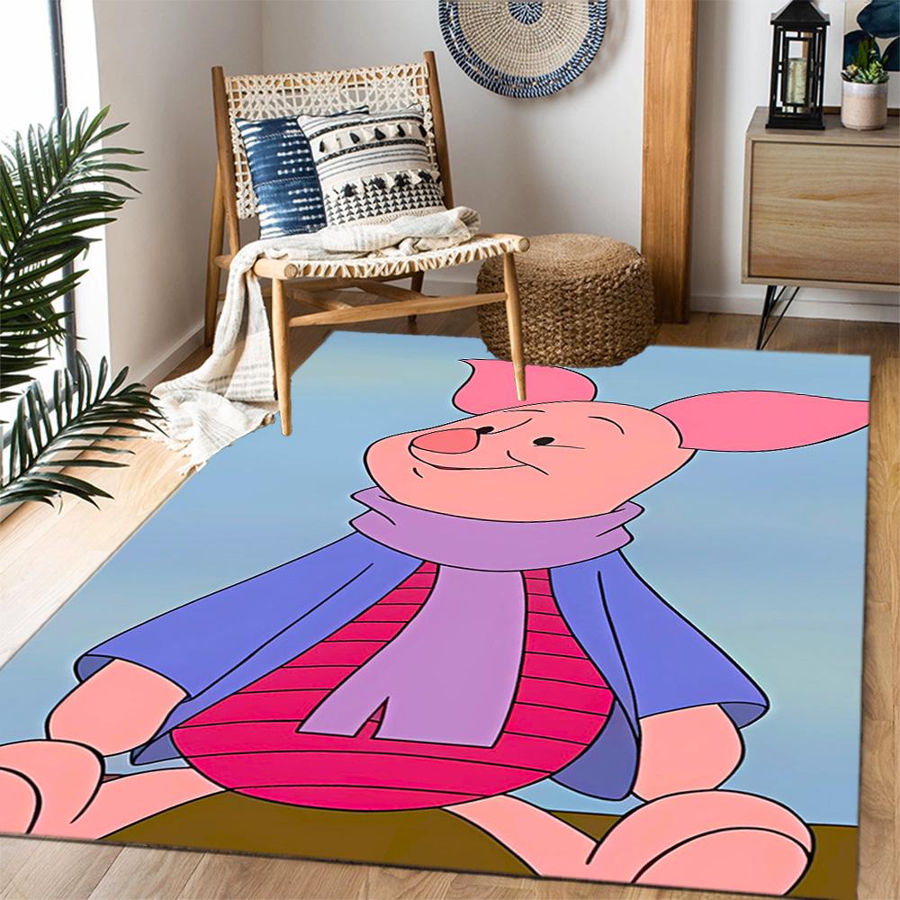 Ferkels Lila Schal Abenteuer Disney Zeichentrickfilm Thema Rutschfester Teppich - Polyester, Heimdekoration, Geeignet für Schlafzimmer, Wohnzimmer, Eingangsbereiche und Studios