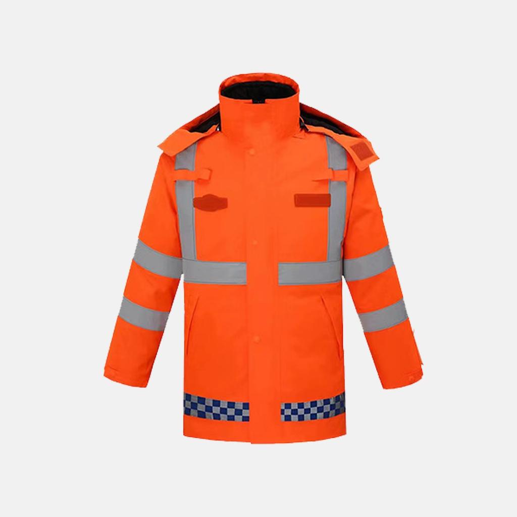 Traffic Duty Rainproof Cotton-padded Clothes Wholesale Thickened Liner Winter Cold-proof Warm Raincoat Traffic Road Administration Reflective Cotton