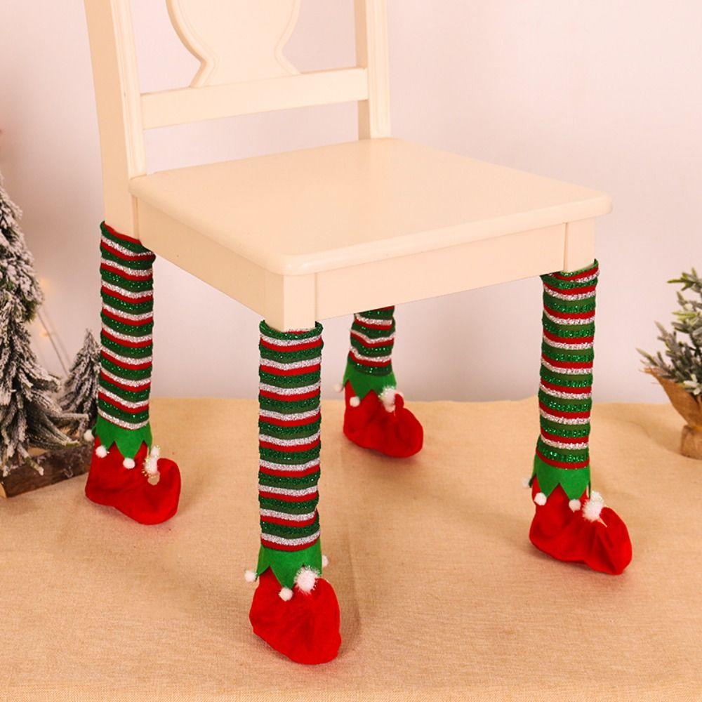 4Pcs Velvet Chair Leg Floor Protector Stripe Stool Leg Protectors Cap  Office