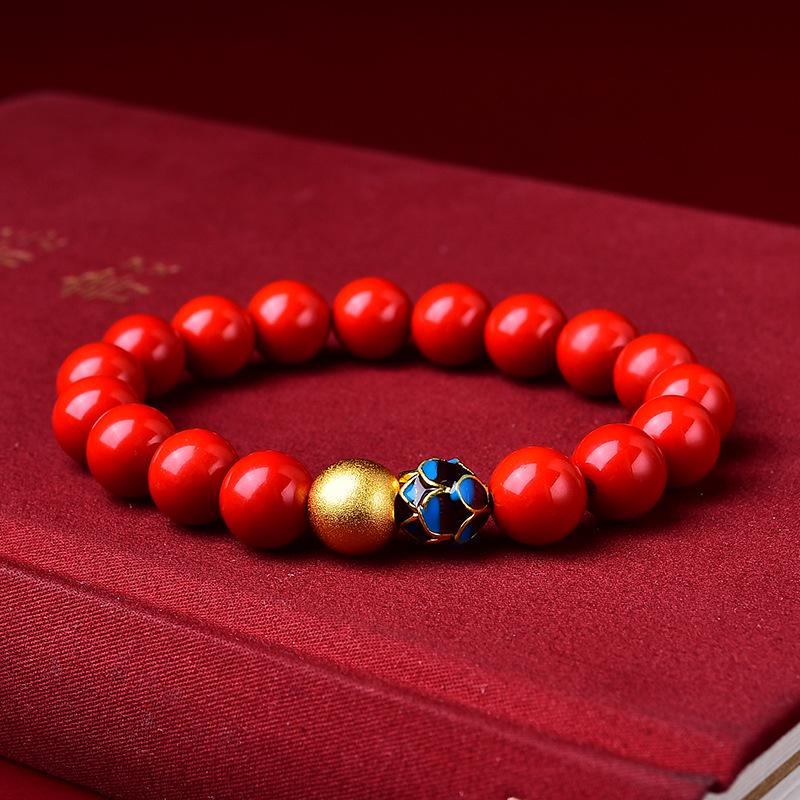 Liu Yuning Zodiac Charm Cinnabar  Imperial Sand Crystal Bracelet for Women 6mm