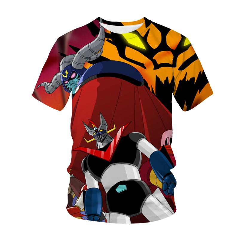 Summer Round Neck 3D Printed Mazinger Z Pattern Top Fashionable Casual Short Sleeved Children's Boy T-shirts