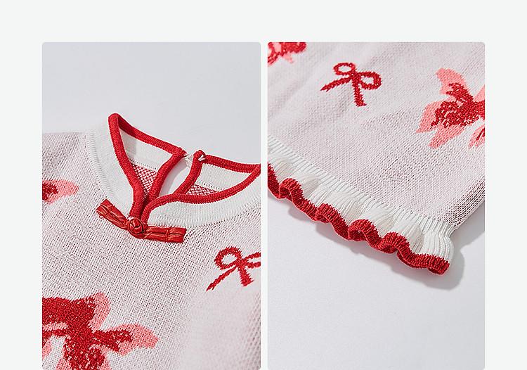 National Style Bow 25 Winter Children's Warm Short Sweater