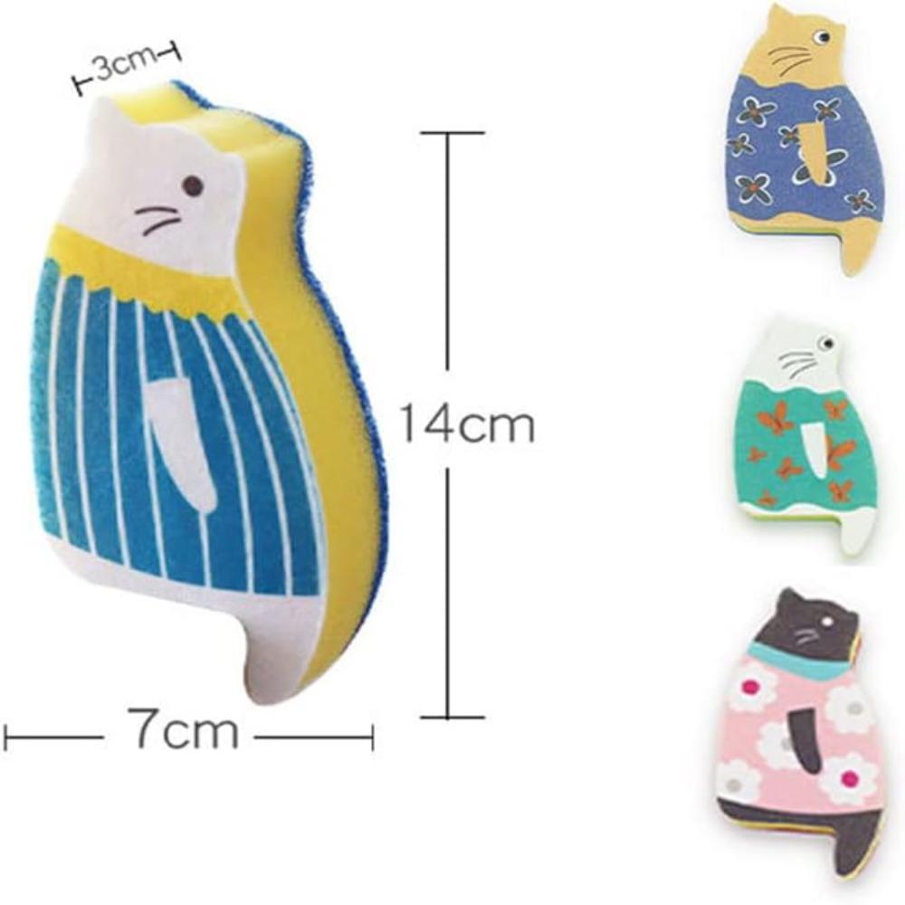 2pcs Delicate Sponge Cat Dish Sponge Non-Scratch Dishwashing Cloth  Bathroom
