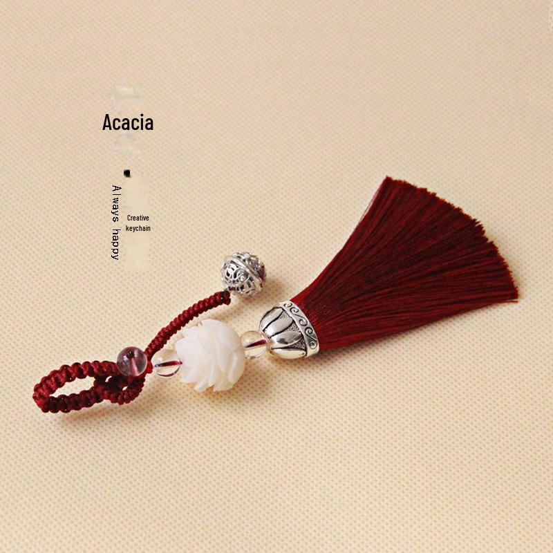 Elegant Lotus & Palace Bell Tassel Keychain Pendant for Bags & Cars