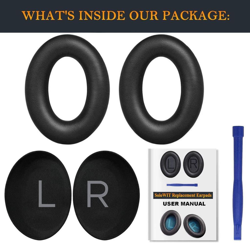 SOULWIT Ear Pads for Bose (QC45/QC SE/QC Wireless) Headsets - Black