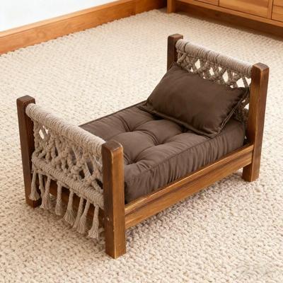 Accesorios para Fotografía de Bebés Recién Nacidos - Cama de Posado Tejida con Cuerda de Algodón Retro y Fondo Accesorios Fotográficos Unisex y Dulce Regalo para Bebé