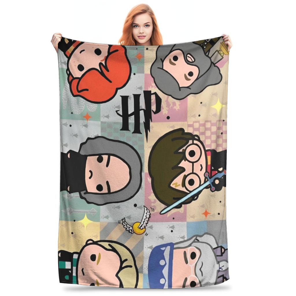 Magical Fantasy World HP Cartoon Blanket Multi-size Super Soft Cozy Throw Blankets for Couch Sofa and Bed