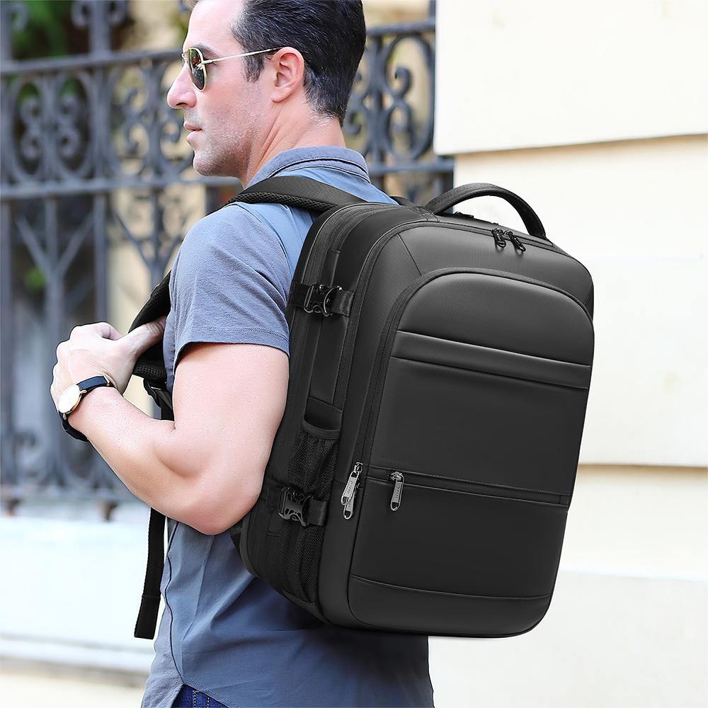 Pánský batoh pro 17/17,3palcový notebook Velkokapacitní 45 l Rozšiřitelný, S nabíjecím portem USB, otevírání o 180°, Kufr o velikosti 22 palců