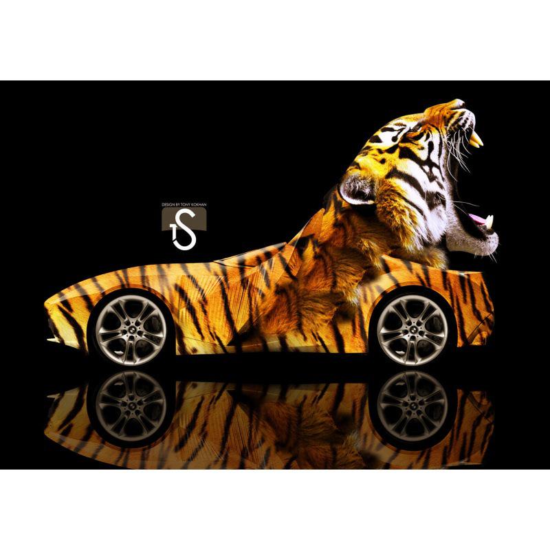 Dreamy Sports Car Animal Poster: Creative Wall Art for Bedroom, Bar, or Study