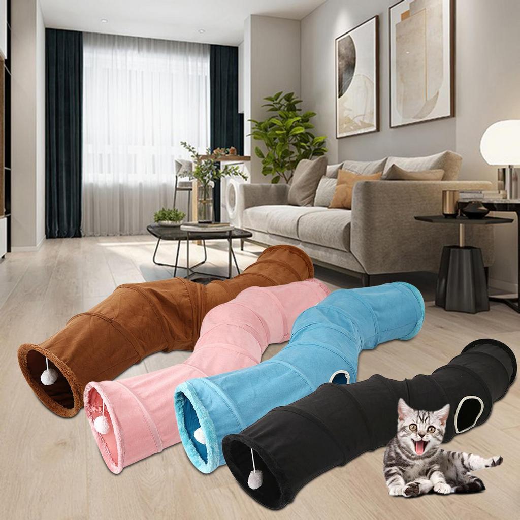 Katlanabilir Kedi Tüneli Oyuncak Evcil Hayvan Oyun Tüpleri Etkileşimli Oyuncak Kedi Evi Süet