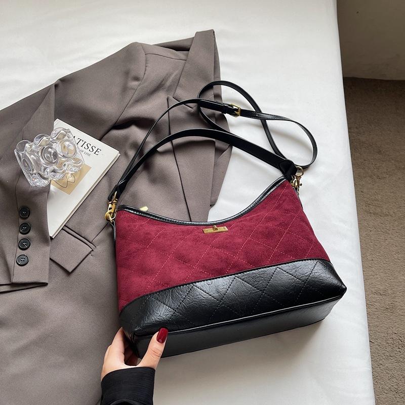 Retro Small Bag Women's New Fashion Contrasting Color Versatile Messenger Bag One Shoulder Underarm Dumpling Bag