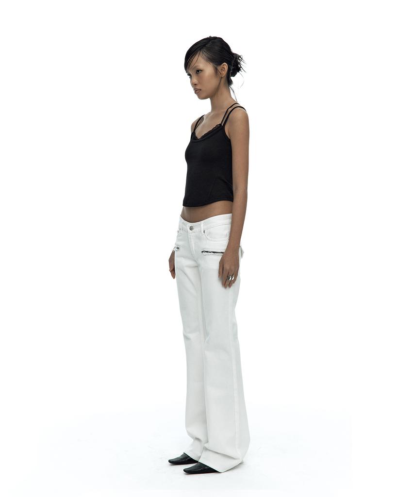Kasiko Side Zipper Boots-Cut Jeans White