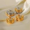 Youthway Stainless Steel Stylish Geometric Double Layer Earrings 18 K Pvd Plated Golden Earrings Fashion Trendy Jewelry Women