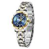 Ladies Analog Wristwatch Blue Quartz Watch 3 ATM Water Resistance Luminous Hands Metal Band Easy-to-Read Day and Date Display