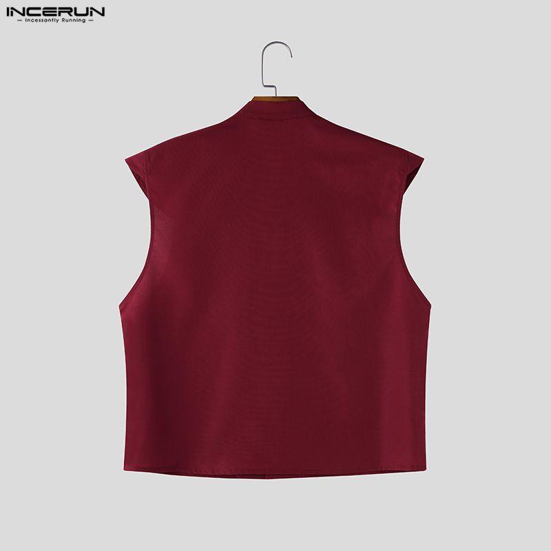 INCERUN Men Summer Sleeveless Buttons Casual Fitted Short Tank Tops Waistcoat