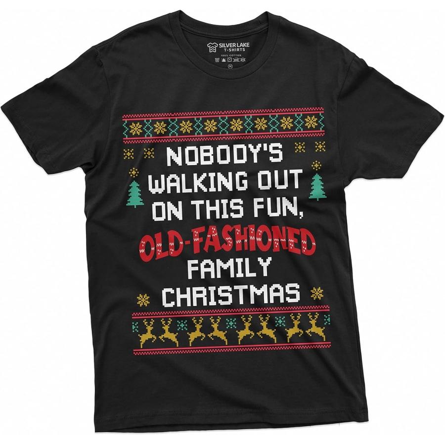 Mens Family Christmas Movie Inspired Funny Tee Shirt Popular Culture Old Fashioned Christmas Tee, Black, Large S