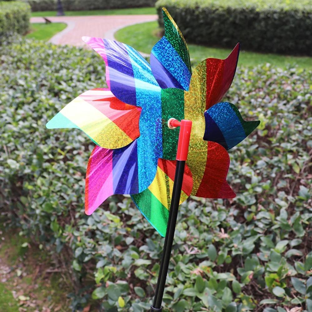 Plastic Windmill Easy Installation Garden Pinwheels Kids Toys Wind Spinner  Home