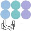 6Pcs Heat-resistant Woven Round  Coaster Set with Holder Tableware Mat Cup Coaster  Household