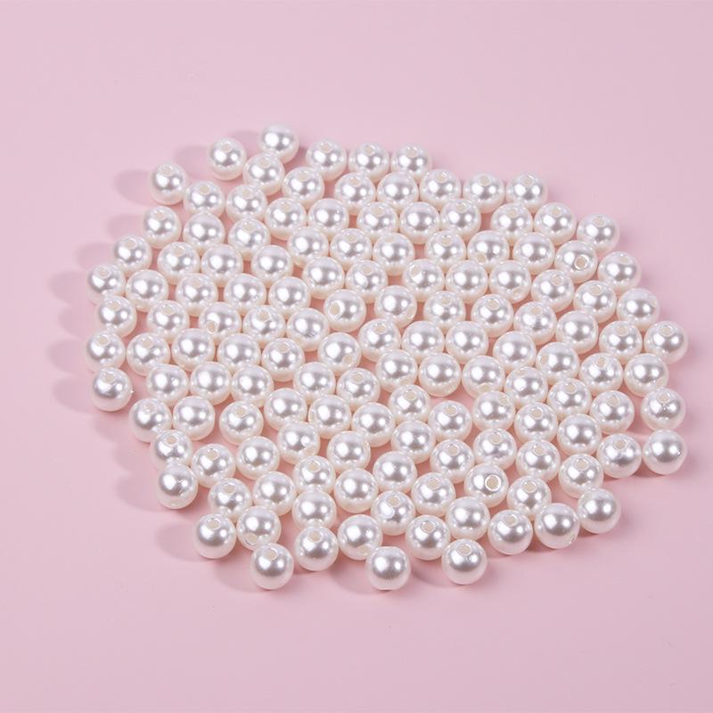 ABS High-Gloss Imitation Pearl Beads: Rice White, Pure White & Mixed Colors for DIY Clothing Accessories