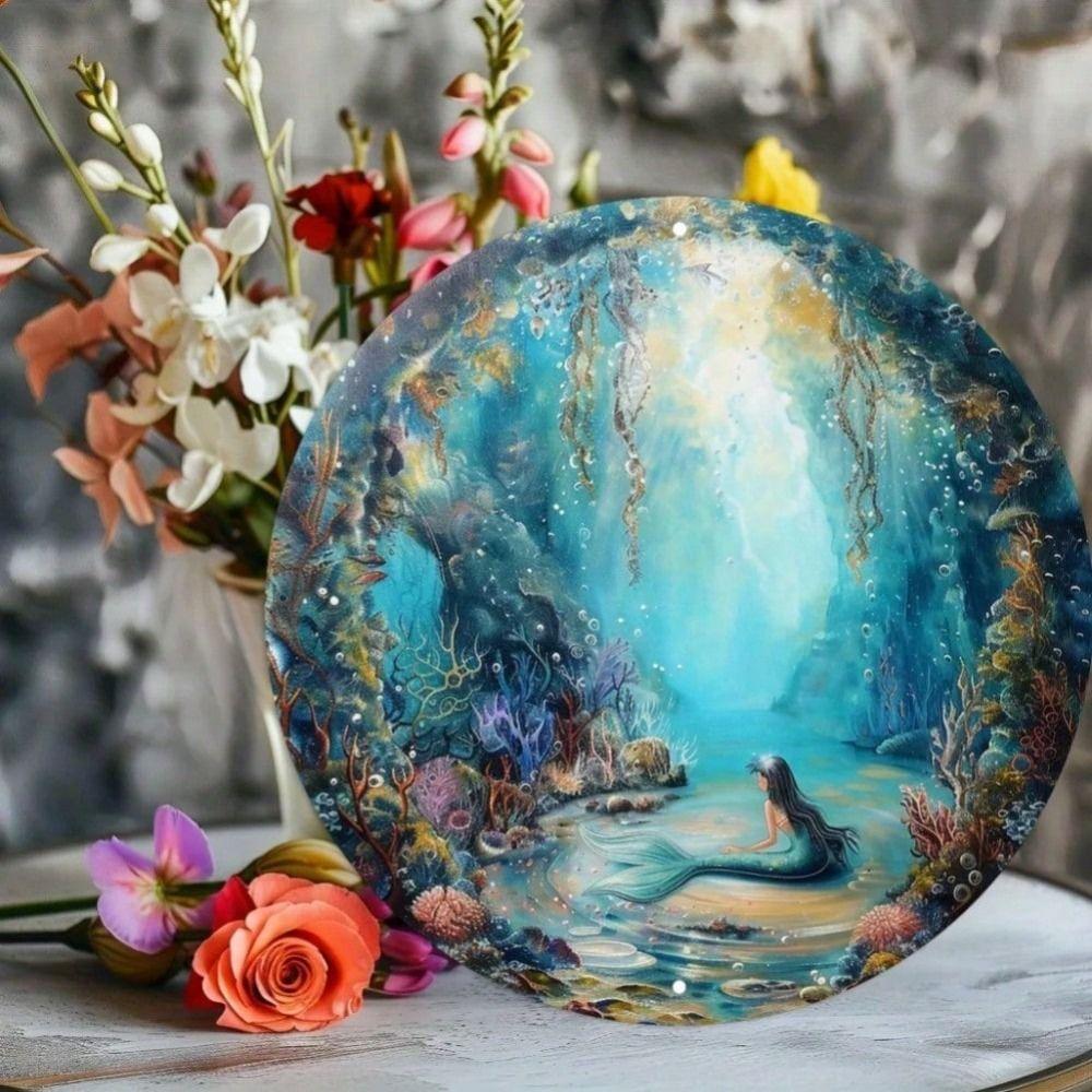 Metal Wall Art Handmade Tin Painting Decorative Folk Art 20x20cm 20x20