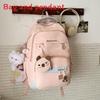 Color Solid Simple Letter Pattern Student Backpack With Decoration Pendant