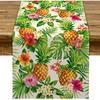 Linen Summer Pineapple Table Runner Tropical Hawaiian Luau Indoor Outdoor Party Table Cover Decoration Home Kitchen Dining Room (13" X 72")