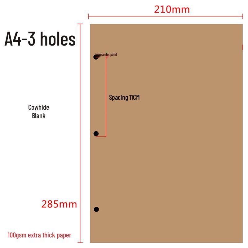 A4 Grid Kraft Paper Loose-Leaf Notebook with 30-Hole Refill - Retro Style