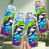 1PC Shark Underwater Wave Art Print 750ml Color Plastic Sports Water Bottle Leakproof Flip Straw Lid Suitable for Sports Office Home Use