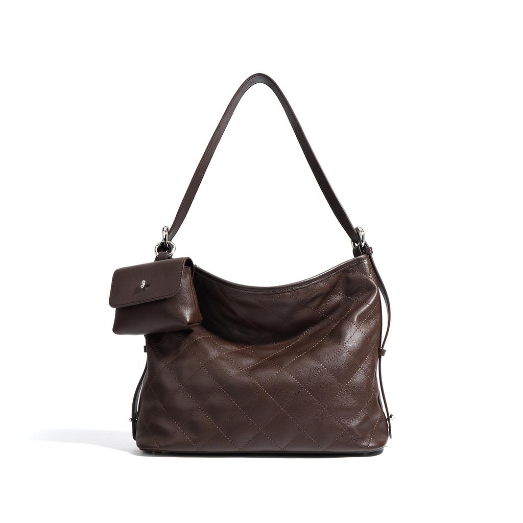 Retro Leather One-shoulder Crossbody Bag Large Capacity Commuting Bag Women's Bag Tote Bag Niche Single Shoulder
