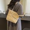 2025 new cotton bag fashion solid color simple casual commuting shoulder bag light niche car stitching handbag