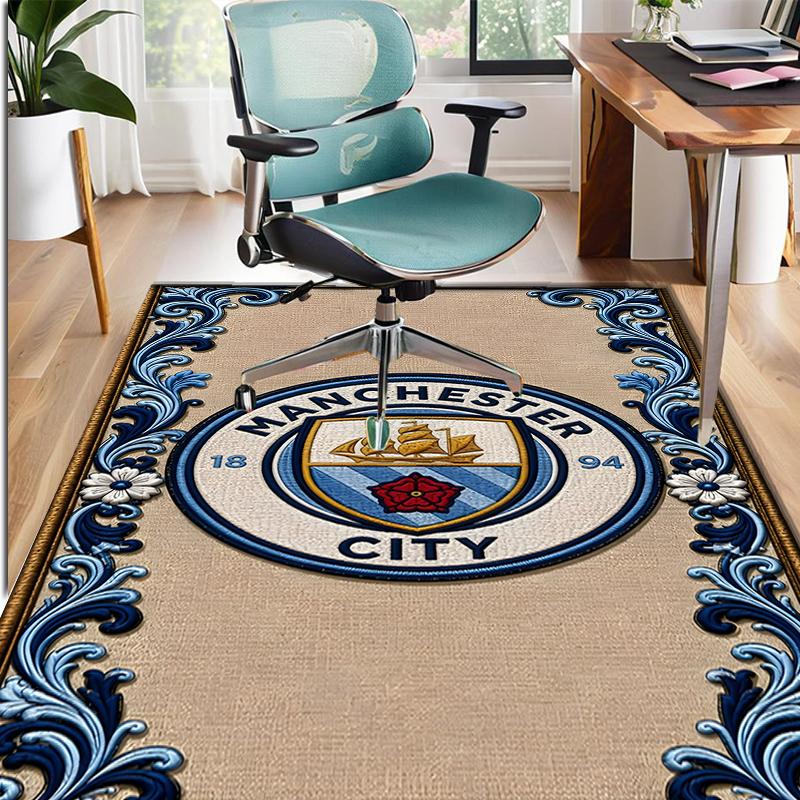 Manchester City FC Pattern Rug, Indoor/Outdoor Mat, for Picnic, Gameroom, Bedroom, Office, Living Room, Home Decor Carpet, Birthday Gift
