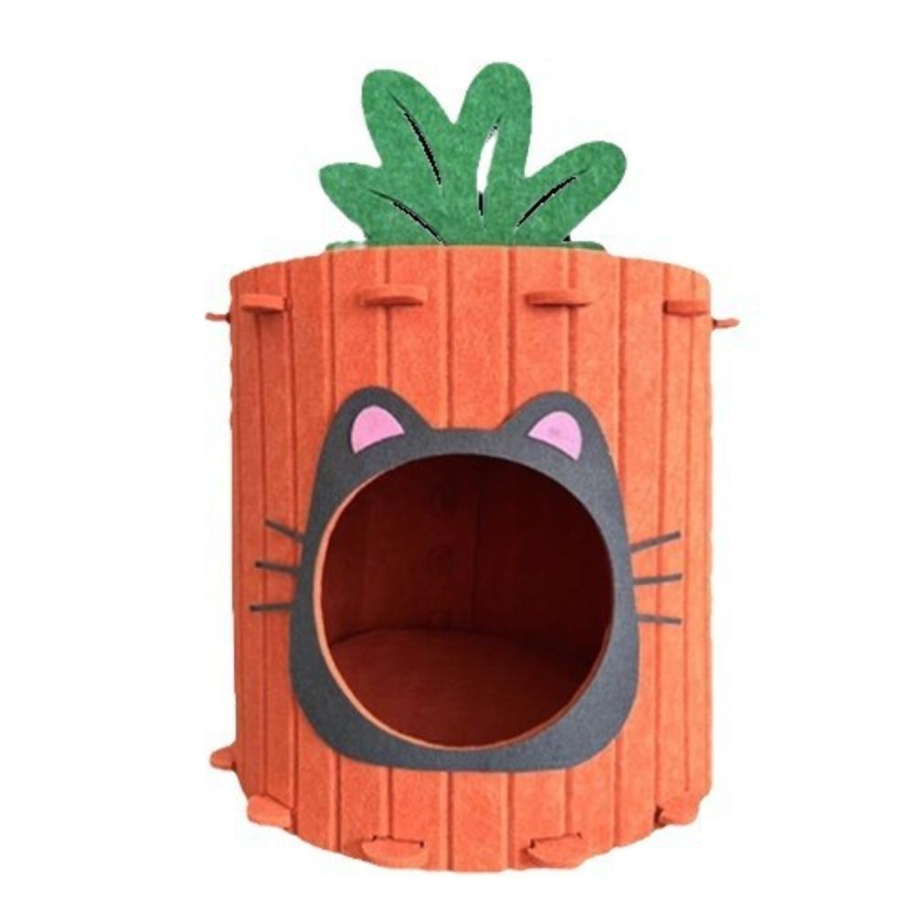 Unique Tree Hole Carrot Cat Home Soft Cute Design Cat Scratching Board Half Enclosed Durable Cat Castle House Pet Feel Secure