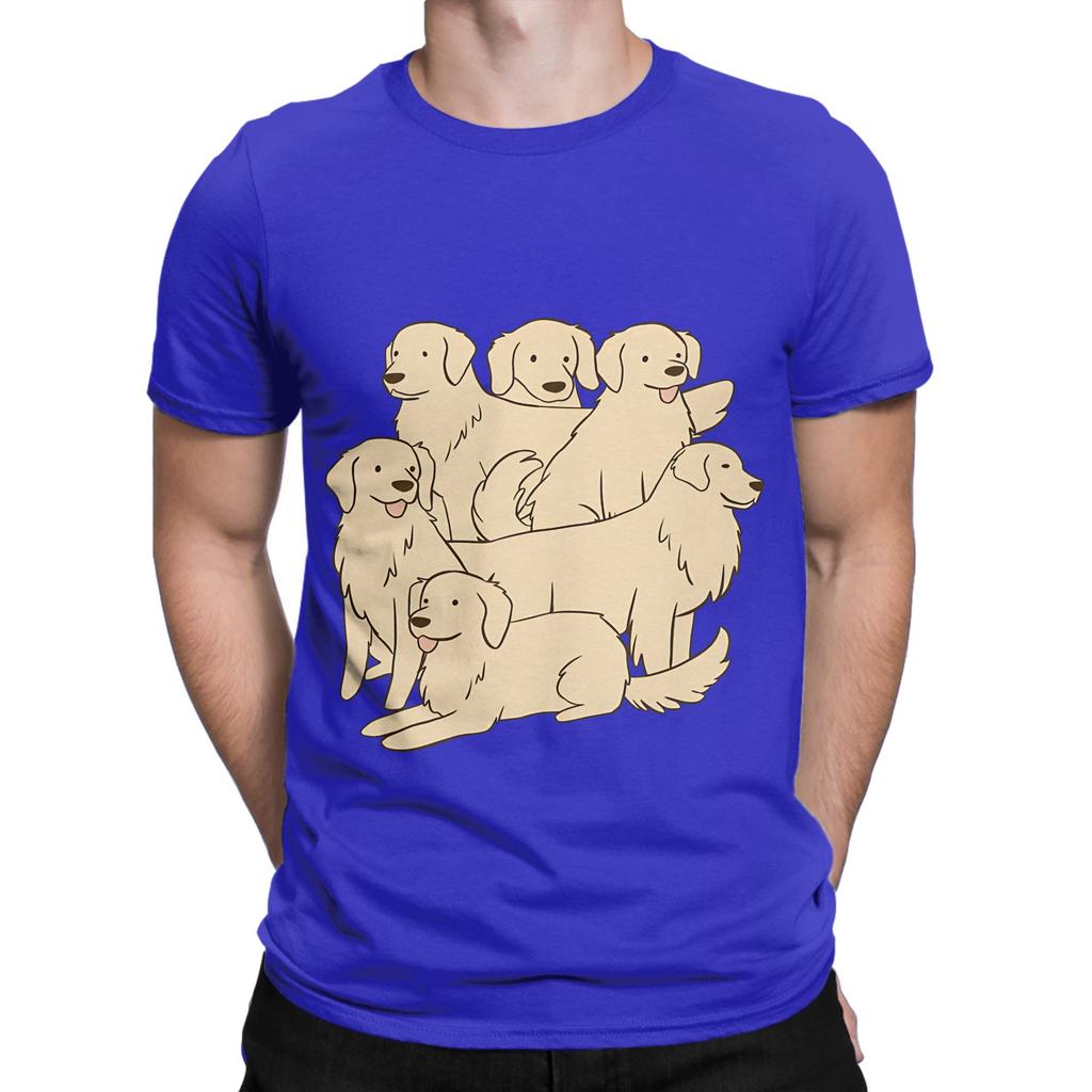 Cute Golden Retrievers Dogs Cartoon Illustration Novelty 100 Cotton Tshirt Gloden Retirever Tees Tops For Unisex