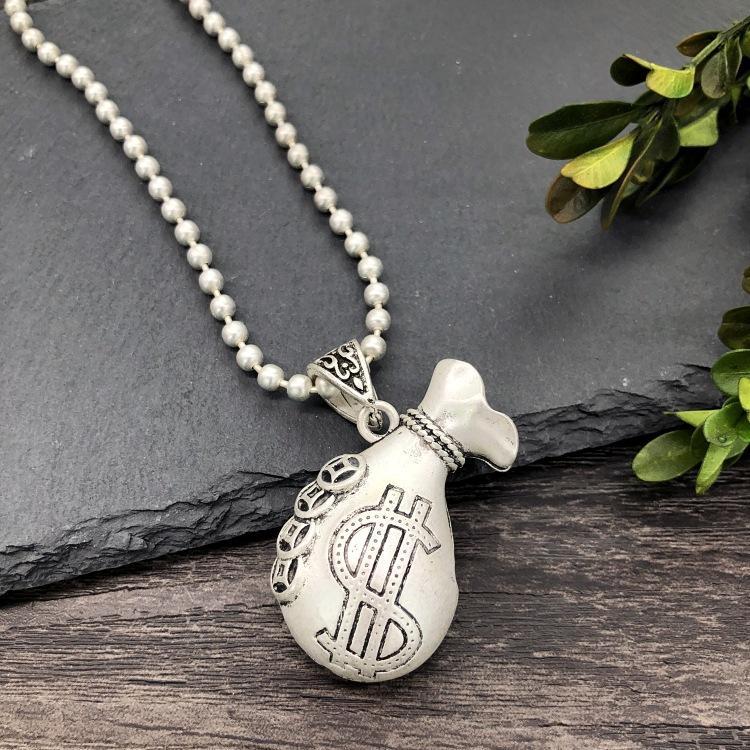 Vintage Thai silver long necklace flower pendant simple long sweater chain accessories women