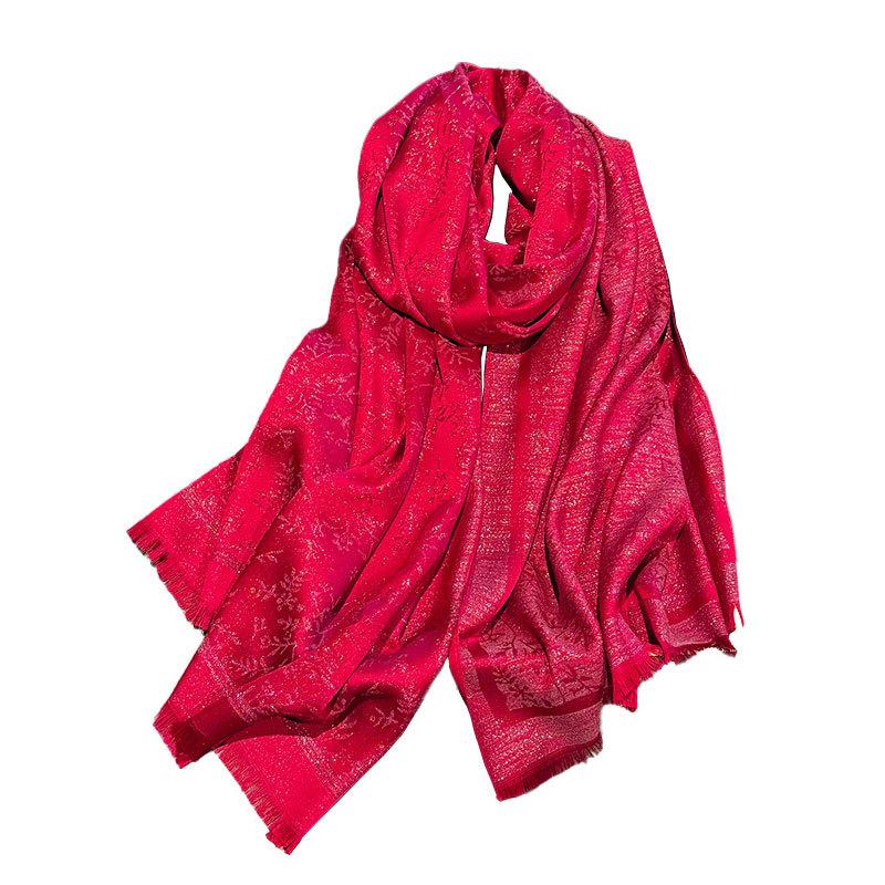 Spring And Summer Long Scarf Shawl Imitation Silk Scarf Women'S Fashion Versatile Travel Beach Scarf Shawl Tencel Cotton Gold Silk Scarf