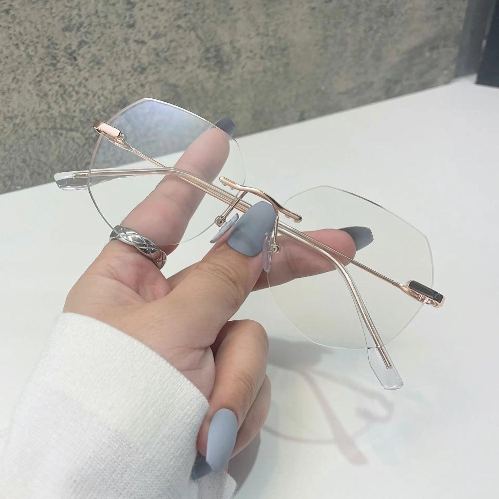 Transparent Rimless Blue Light Blocking Glasses Ultra Light Optical Metal Frame Eyewear for Women Men